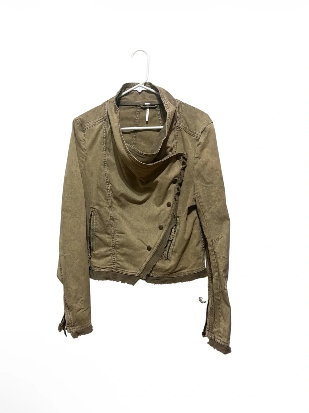 Free People collapsing twill asymmetrical moto jacket